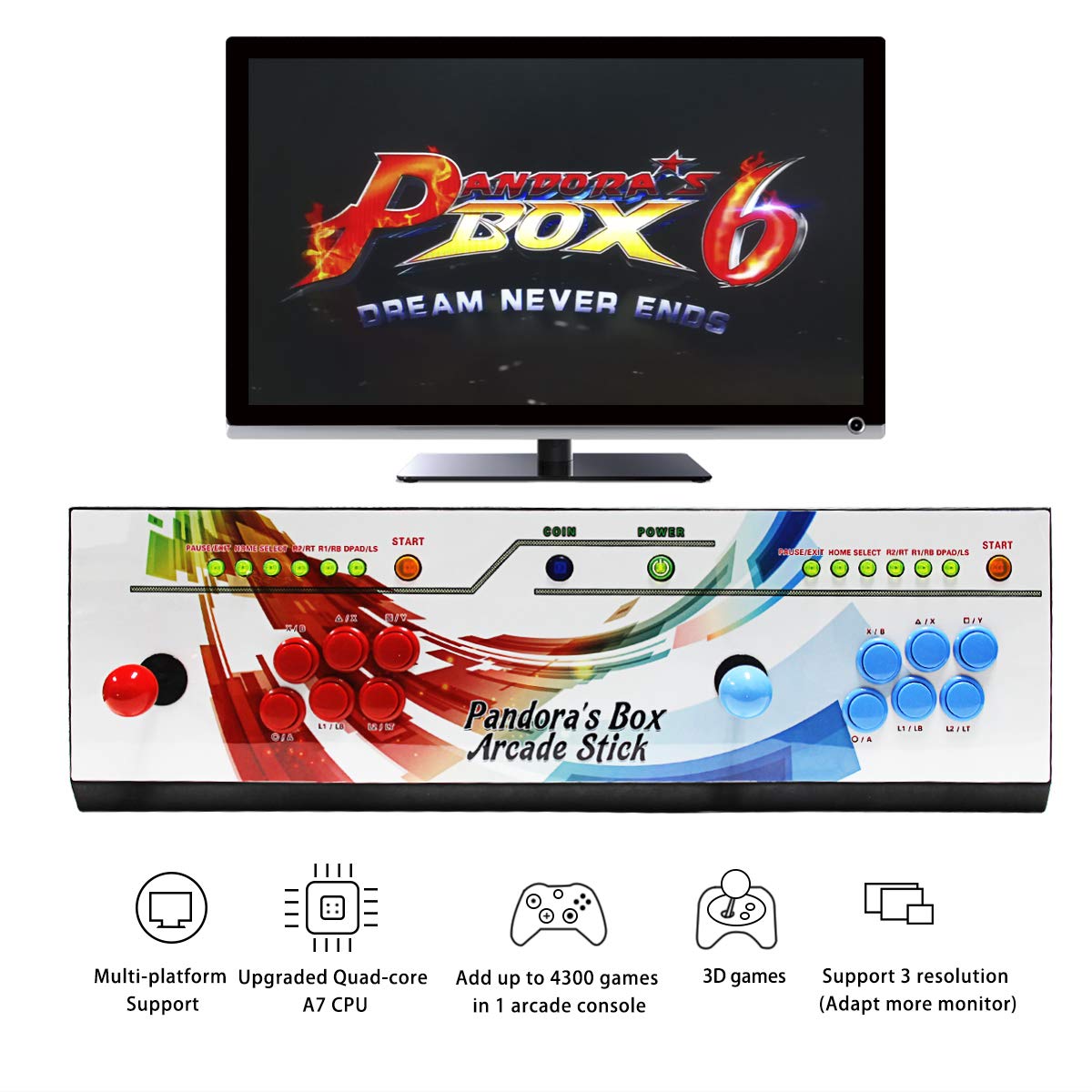 Wisamic Real Pandora Box 6 Arcade Game Console